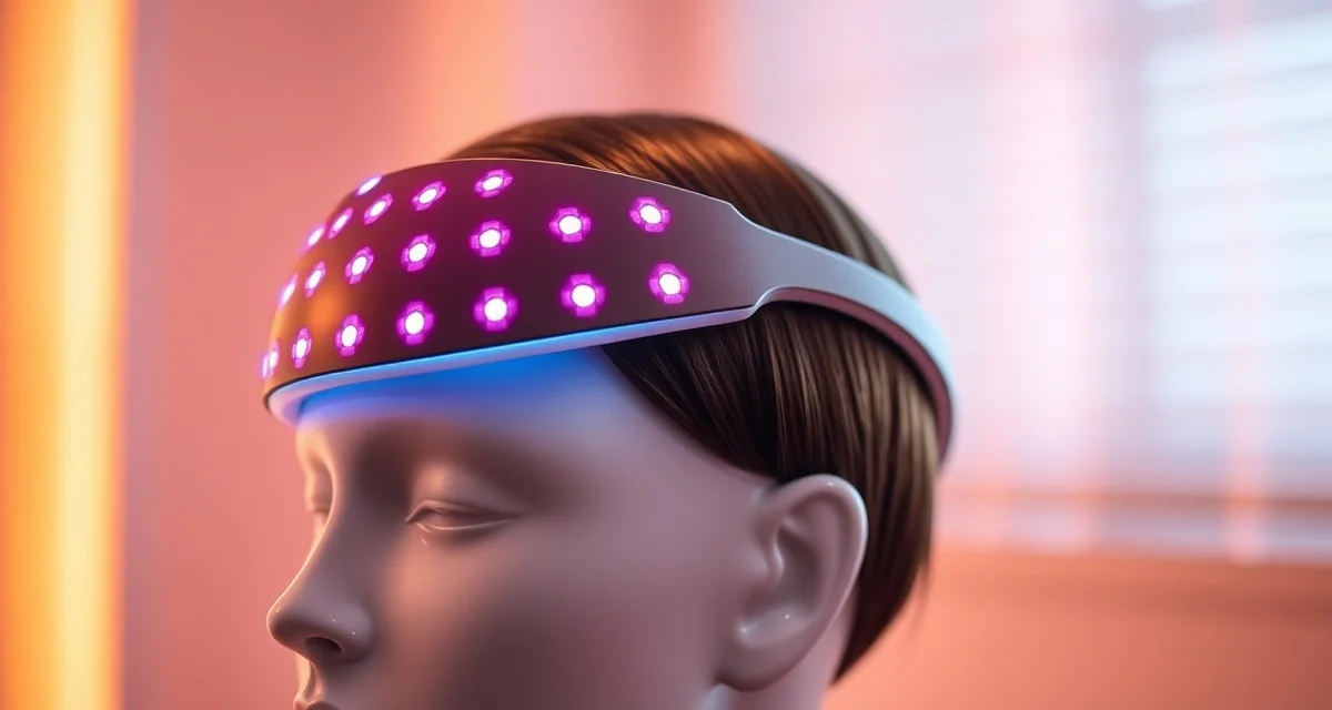 FDA-cleared laser hair treatment band with 82 medical lasers Hairmax LaserBand 82 FDA-cleared low-level laser therapy device with flexible band design and 82 medical-grade lasers for hair loss treatment