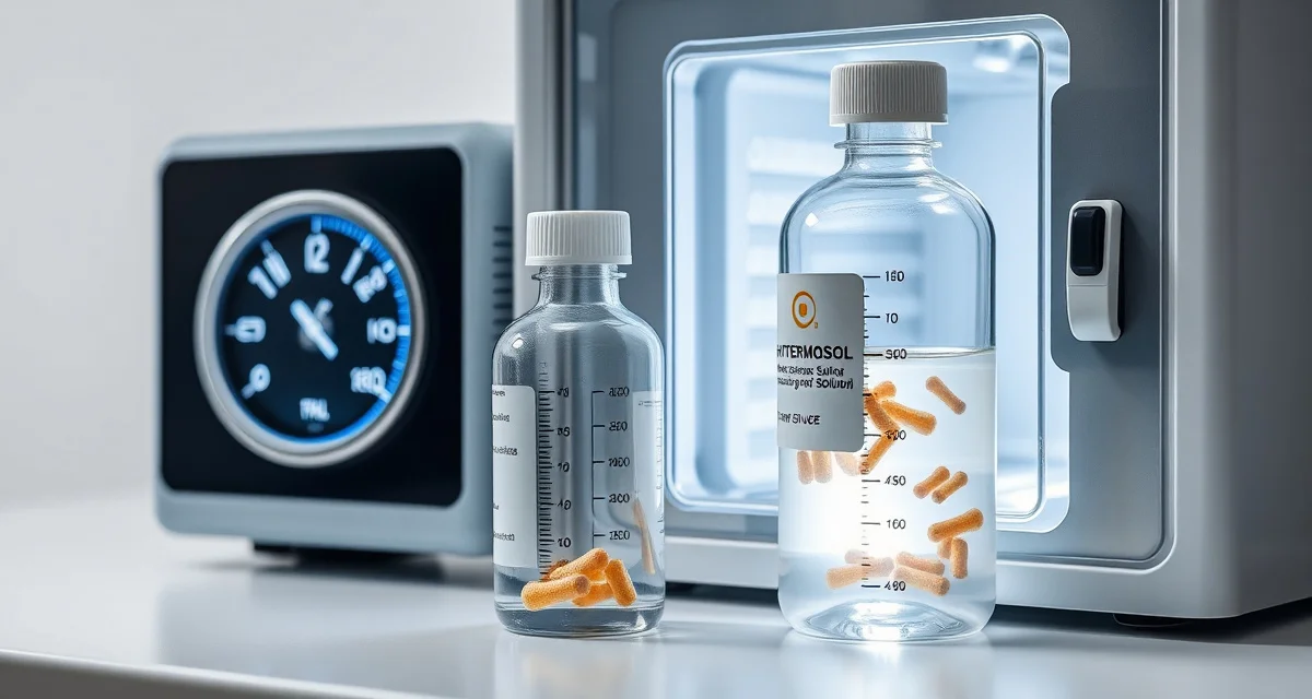Advanced graft preservation technology HypoThermosol FRS graft storage solution bottle with temperature-controlled refrigeration unit for hair transplant preservation