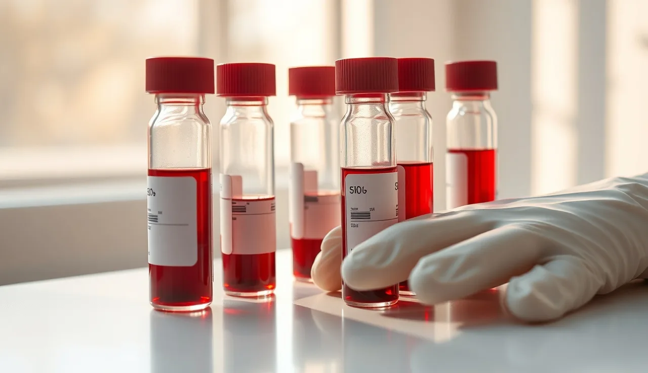 Blood collection vials on a white surface for telogen effluvium testing