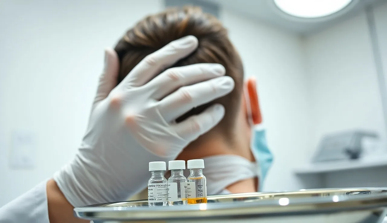 Dermatologist examining scalp for hair loss and DHT-related thinning