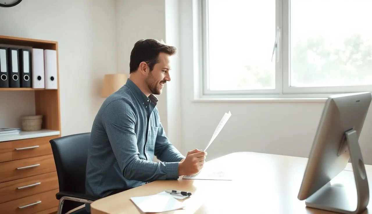 Man discussing DHT blocker prescription with a dermatologist in a clinic