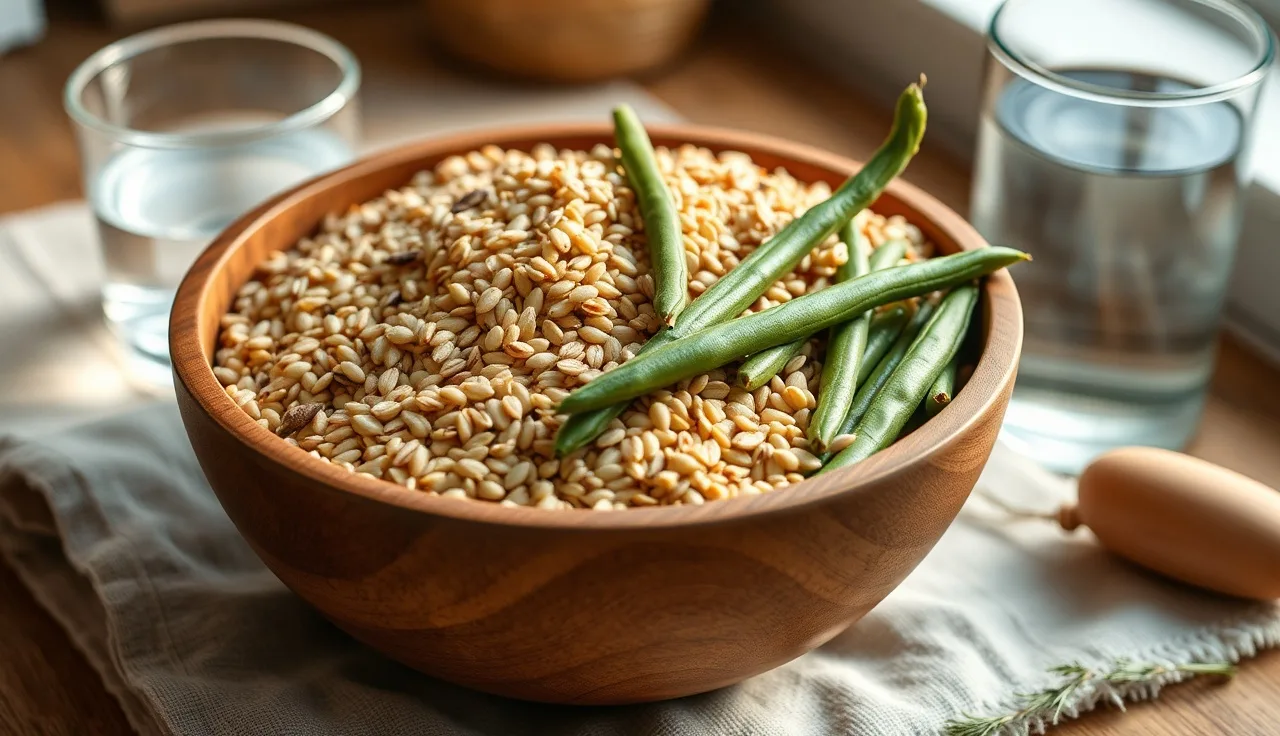 Whole grains and vegetables that naturally contain dietary silicon for hair health