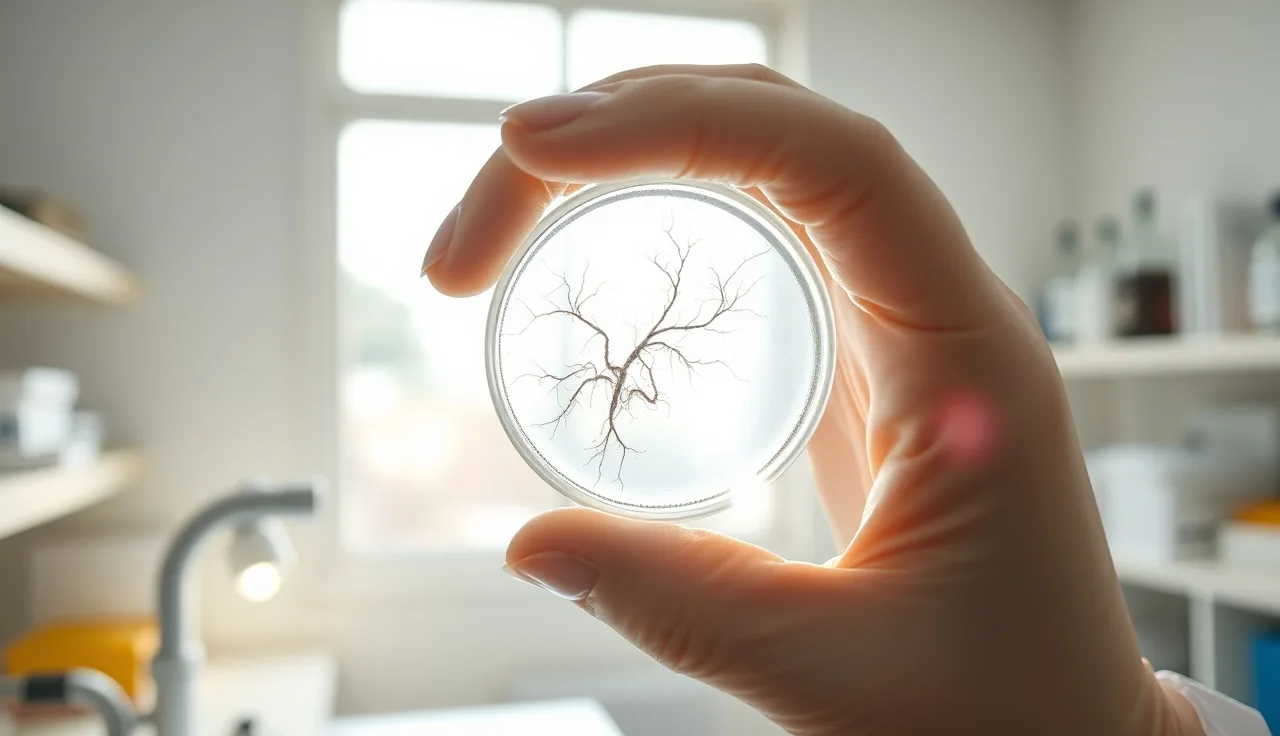 Dermatologist examining hair root samples on a microscope slide for trichogram diagnosis